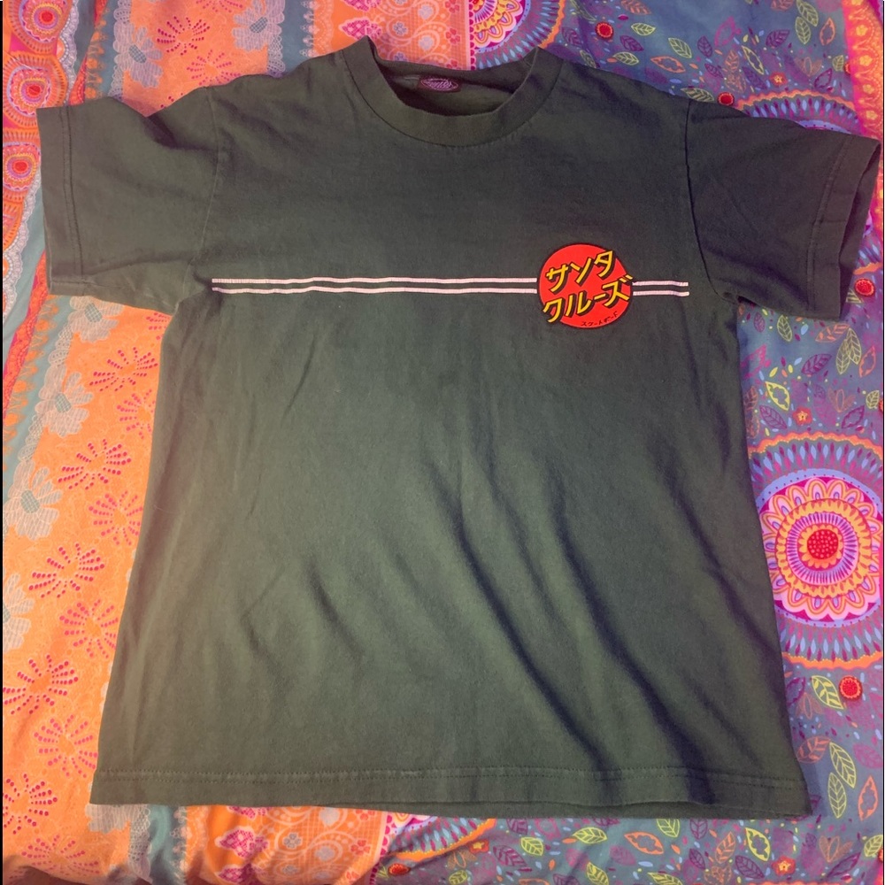 Dark green Santa Cruz t-shirt.